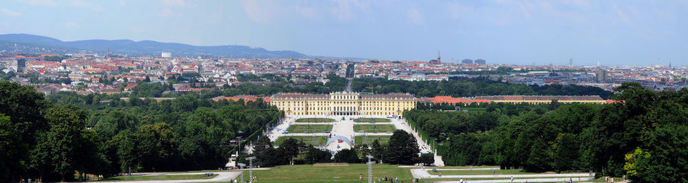 High angle view of buildings in city