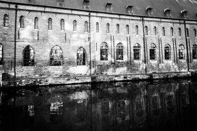 Reflection of building in water