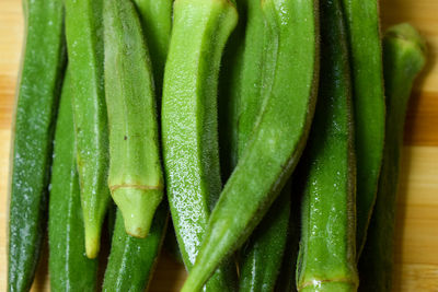 Close-up of green chili peppers