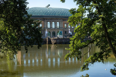 Reflection of building in lake