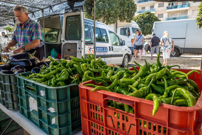 Vegetables for sale at market stall