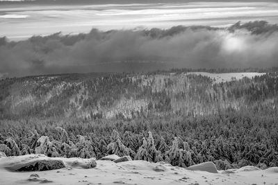 Scenic view of snow field against sky