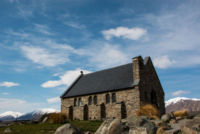 Low angle view of buildings against sky