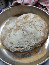 High angle view of cake in plate