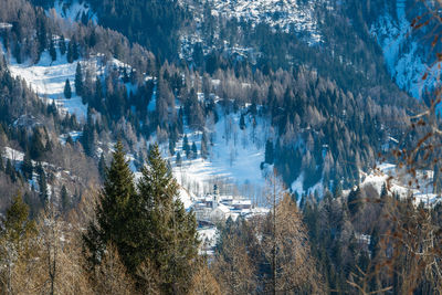 Historic village of sauris di sotto in the snow. winter dream. italy