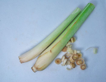 High angle view of vegetables on table