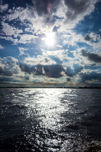 Scenic view of sea against sky on sunny day