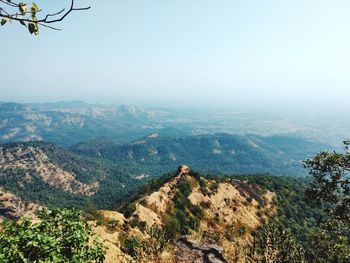 Scenic view of mountains against clear sky