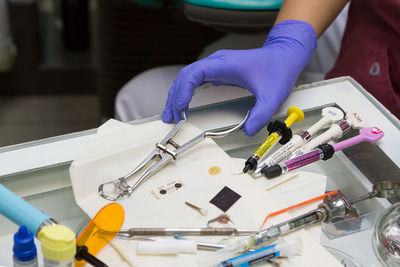 Low angle view of person working on table