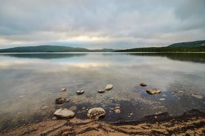 Scenic view of lake against sky