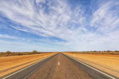 Surface level of road against sky