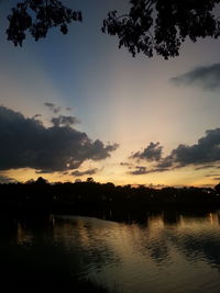 Scenic view of lake at sunset