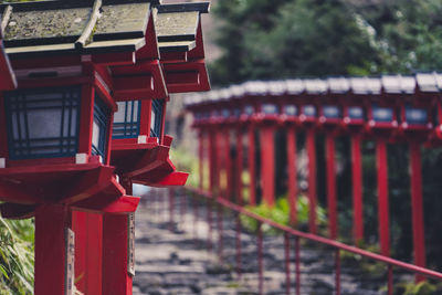 Low angle view of red lanterns