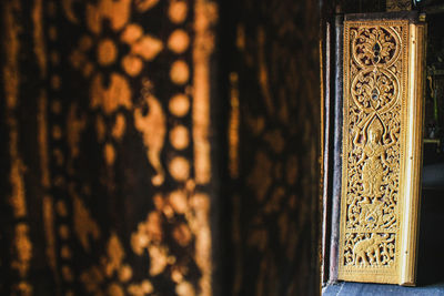 Close-up of ornate wall in old building