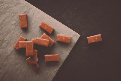 High angle view of toy blocks on table