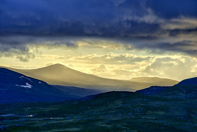 Scenic view of landscape against sky during sunset