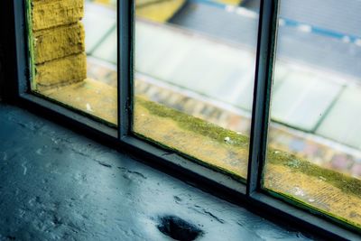 Close-up of wet glass window