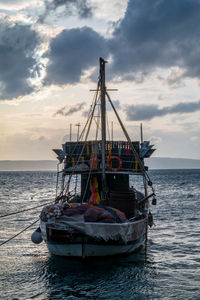 Ship in sea against sky