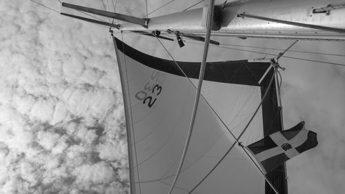 Low angle view of sailboat against sky