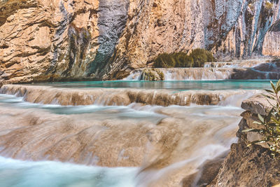 Scenic view of waterfall
