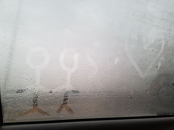 Close-up of raindrops on windshield