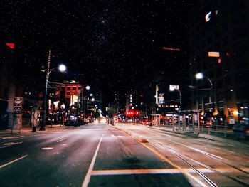 View of city street at night