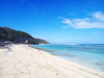 Scenic view of pandawa beach and sea against sky