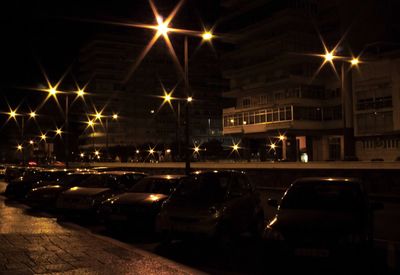 Light trails on city street at night