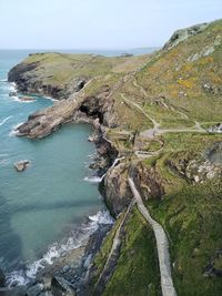 High angle view of sea against sky