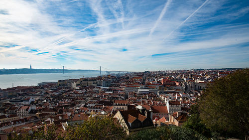 High angle view of townscape against sky