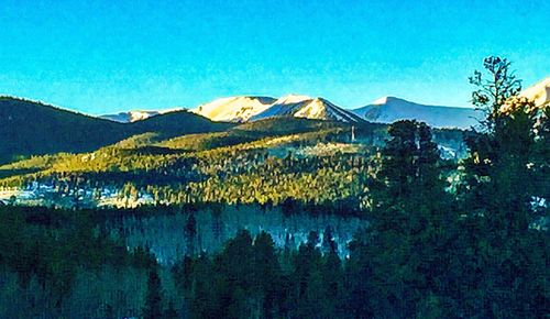 Scenic view of lake against blue sky