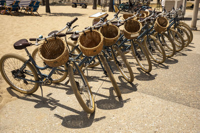 Close-up of bicycles