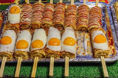 High angle view of food on table