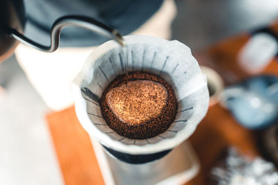 High angle view of coffee cup