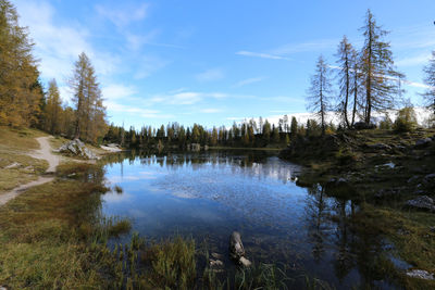 Scenic view of lake against sky