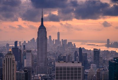 View of cityscape against sky during sunset