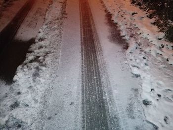 High angle view of wet road