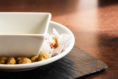 Close-up of food in bowl on table