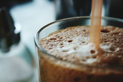 Close-up of chocolate milkshake