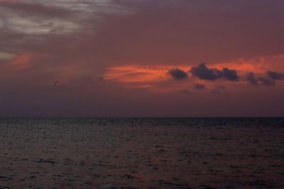 View of sea against sunset sky