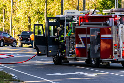 Vehicles on road in city