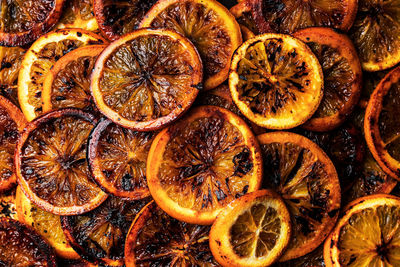 Top view of semi-dried orange slices