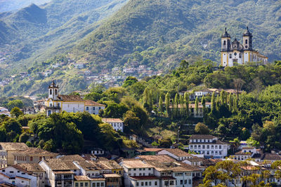 High angle view of townscape against sky