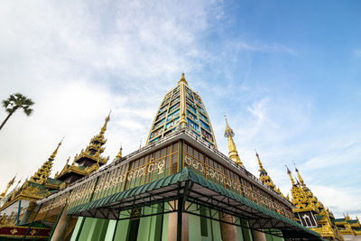 Low angle view of temple building against sky