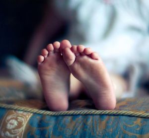 Innocence of childhood barefoot