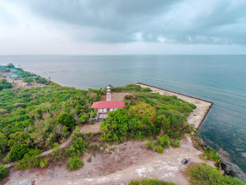 High angle view of sea against sky