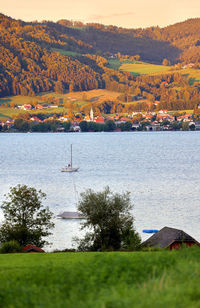 Scenic view of lake against sky