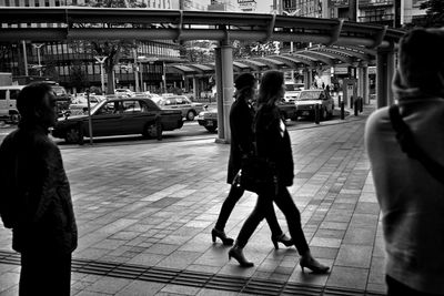 People at railroad station