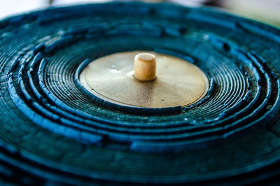 Close-up of blue water on wood