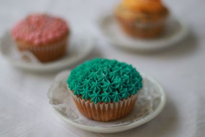 Close-up of cupcakes on table